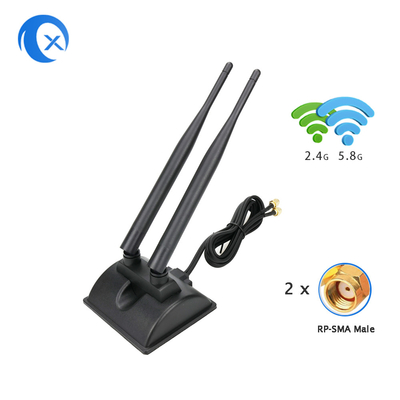 RP-SMA Erkek Bağlantısı ile 6dBi WiFi Anten 2.4GHz 5GHz PCI-E WiFi Kablosuz Yönlendiriciler için Çift Bant Manyetik Temel